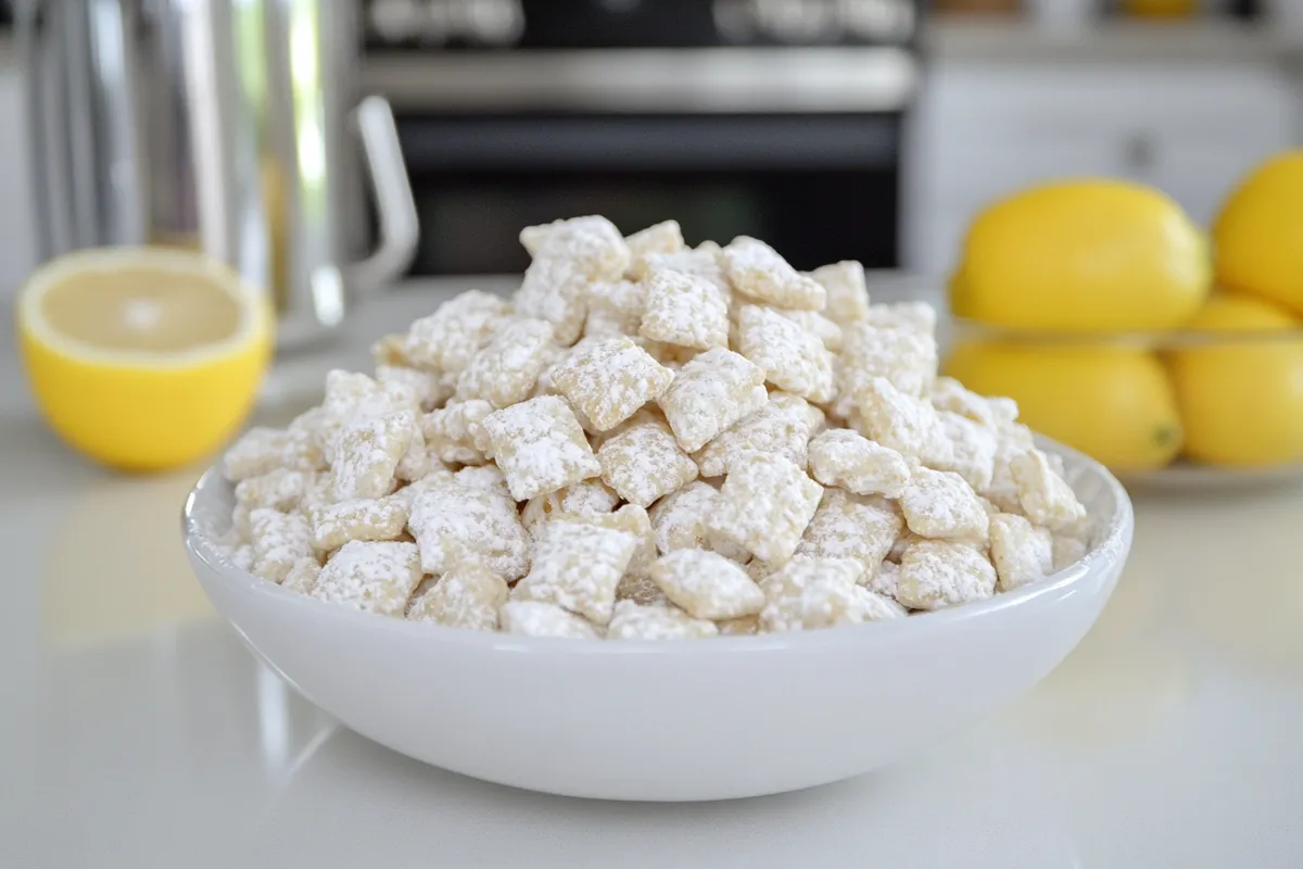 Tips for Lemonade Puppy Chow Ingredients: - 9 cups Chex cereal 北 - 1 1/2 cups white chocolate chips - 1/4 cup unsalted butter 杻 - 4 teaspoons lemon zest - 2 tablespoons lemon juice - 2 cups powdered sugar - 1/4 teaspoon salt 蓼 Recipe in First Ꮯ.O.Ꮇ.Ꮇ.Ꭼ.N.Ꭲ Enjoy !