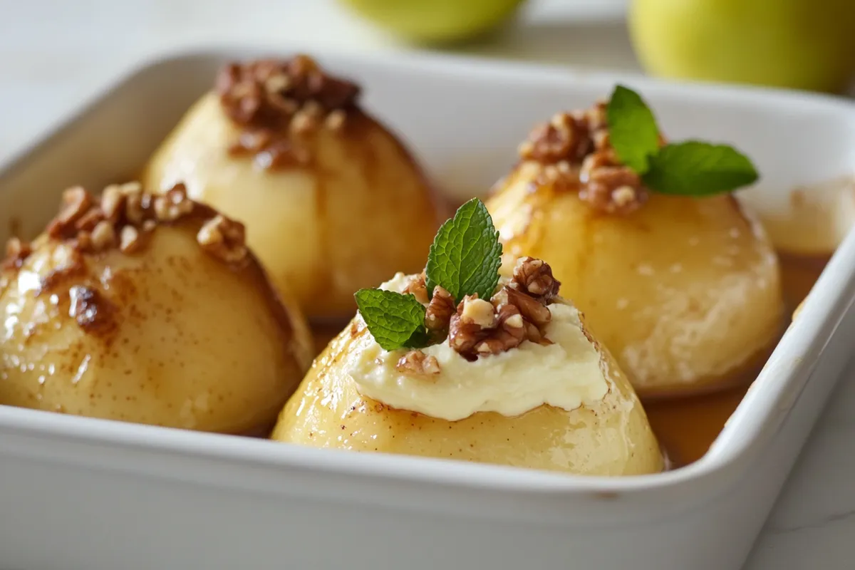 Tips for Baked Pears with Cream Cheese and Walnut Topping Ingredients: - 4 ripe pears, halved and cored - 1 cup cream cheese, softened 燎 - 1/2 cup walnuts, finely chopped - 1/4 cup brown sugar - 1/4 cup honey or maple syrup - 1 tsp vanilla extract - 1/2 tsp ground cinnamon 蓼 - 1/4 tsp nutmeg optional - Fresh mint leaves for garnish, optional Instructions: 1. Preheat your oven to 350F 175C and lightly grease a baking dish with cooking spray or butter . 2. Place the halved pears cut-side up in the prepared baking dish. Optionally, sprinkle a little lemon juice over them to prevent browning . 3. In a medium bowl, mix the softened cream cheese, chopped walnuts, brown sugar, honey or maple syrup, vanilla extract, cinnamon, and nutmeg if using until well combined 北. 4. Generously spoon the cream cheese mixture onto the cut sides of each pear half, spreading it evenly 籠. 5. Bake in the preheated oven for 25-30 minutes, or until the pears are tender and the topping is lightly golden . 6. Remove from the oven and let cool slightly. Serve warm, garnished with fresh mint leaves if desired . Tips and Options: - Cheese Variation: For a tangier flavor, substitute half of the cream cheese with goat cheese or blue cheese 燎. - Sweetness Adjustment: Adjust the amount of brown sugar and honey according to your taste and the sweetness of the pears . - Add Fruits: Mix in dried cranberries or raisins with the cream cheese filling for added texture and flavor . - Serving Suggestions: Serve with a scoop of vanilla ice cream or a dollop of whipped cream for an indulgent dessert .