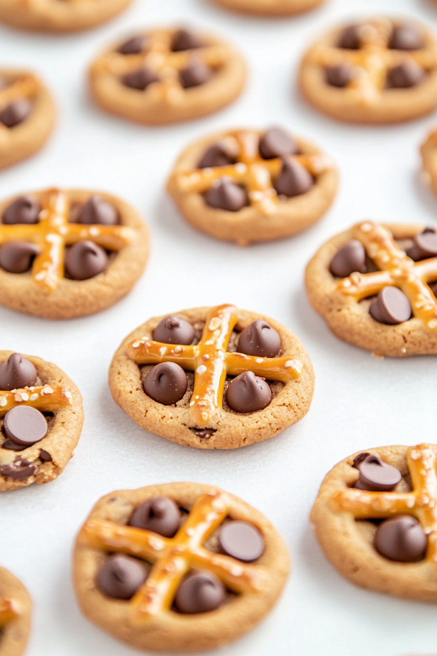 No Bake Peanut Butter Pretzel Cookies with Chocolate Chips