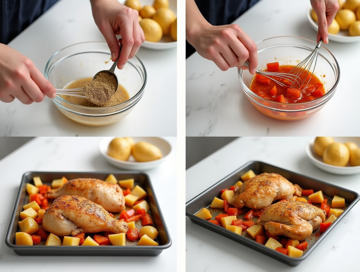 a collage of a person cooking food