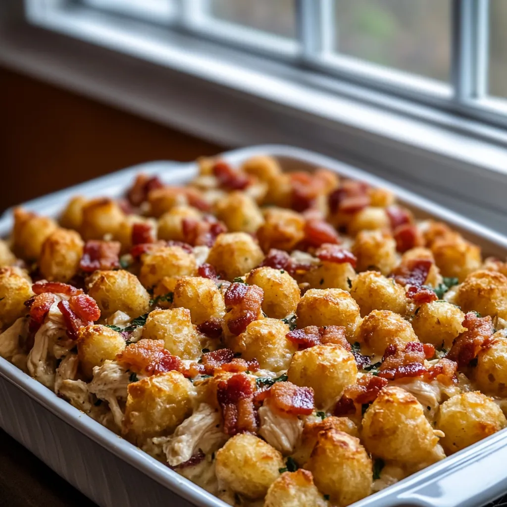Chicken Bacon Ranch Tater Tot Casserole