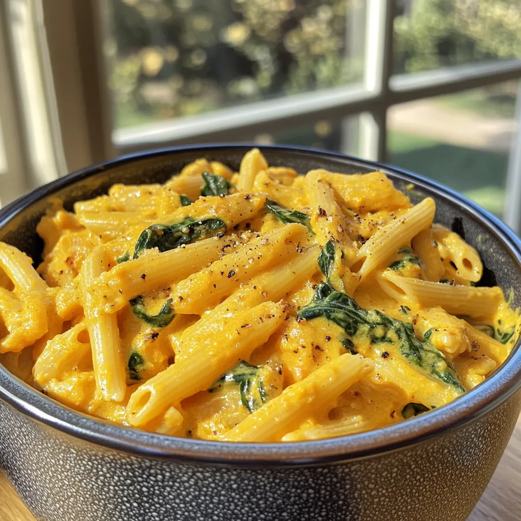 Creamy Pumpkin and Spinach Penne