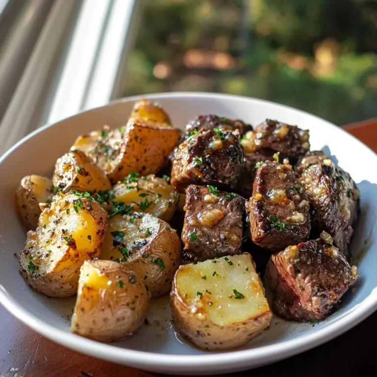 Garlic Butter Steak Bites and Potatoes