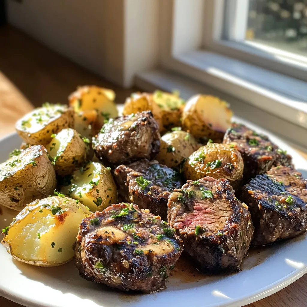 Garlic Butter Steak Bites and Potatoes