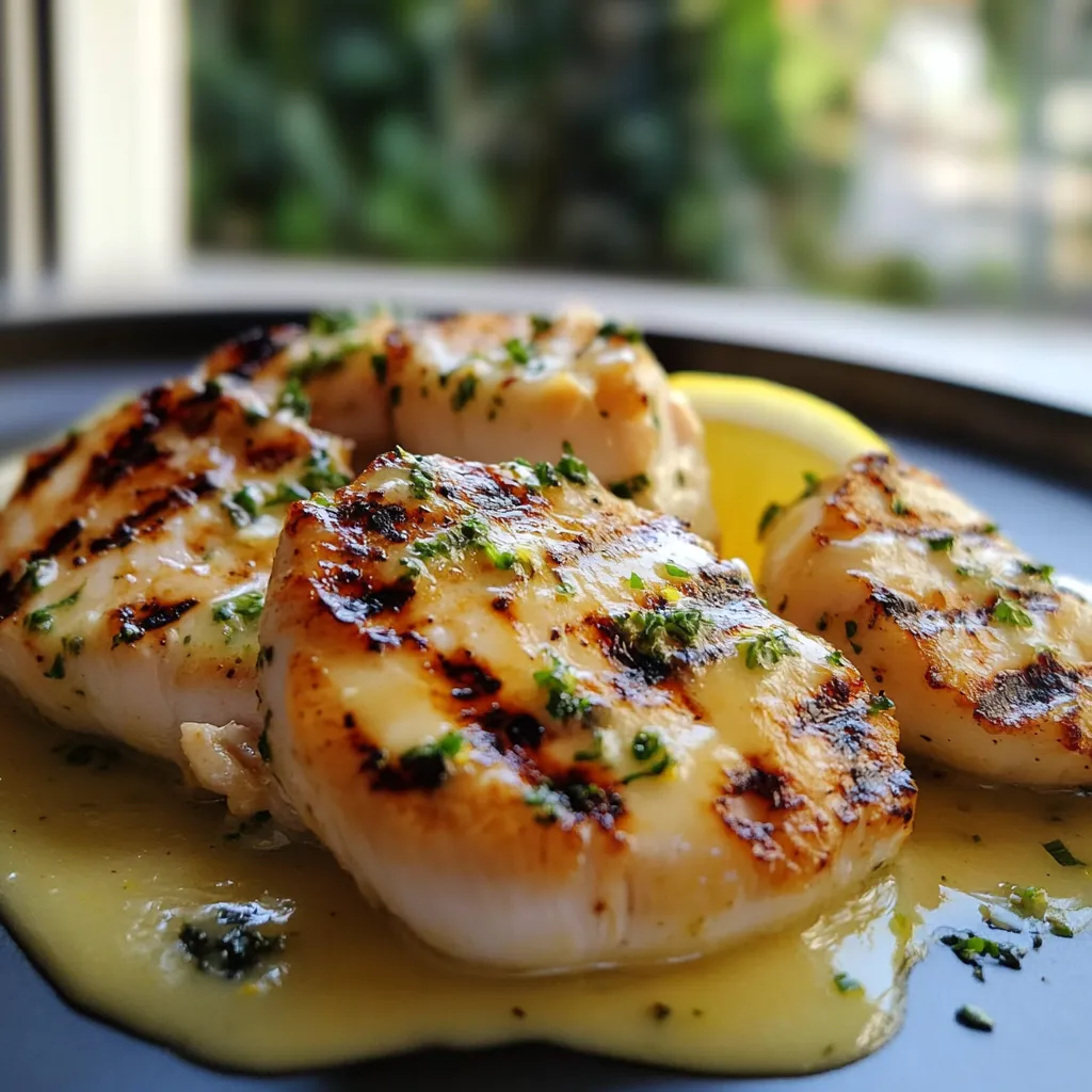 Grilled Chicken Scallops with Lemon Sauce