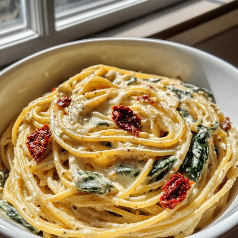 Spaghetti & Spinach with Sun-Dried Tomato Cream Sauce