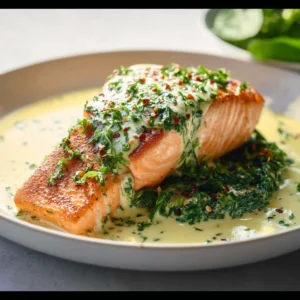 Salmon with Creamy Spinach Sauce
