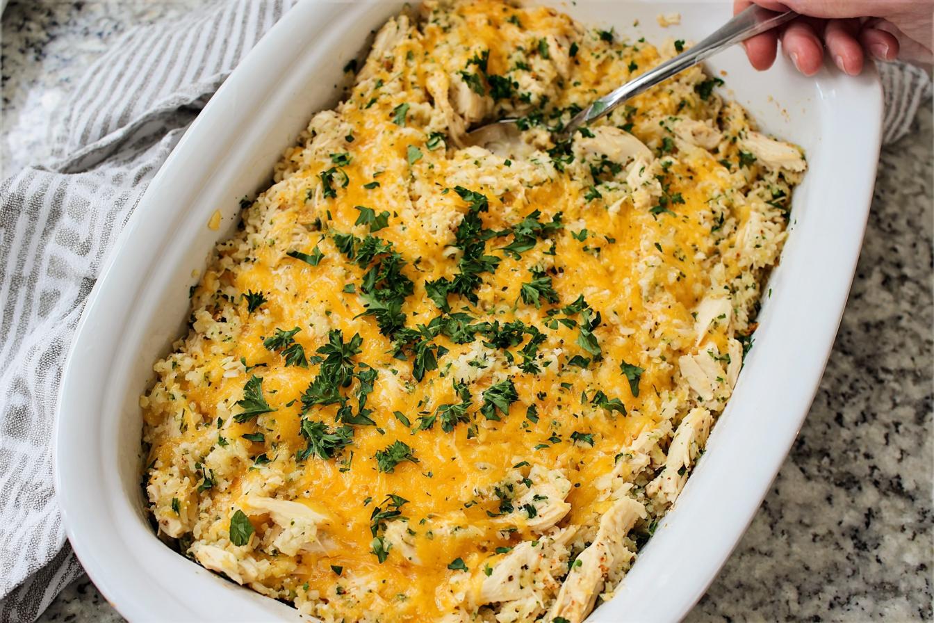 Cheesy Chicken, Rice & Cauliflower Rice Casserole