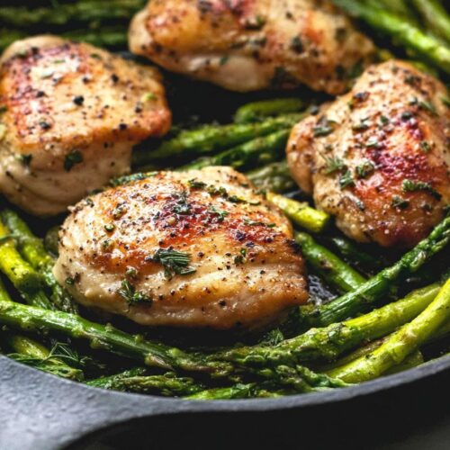 One Pan Garlic Herb Chicken and Asparagus