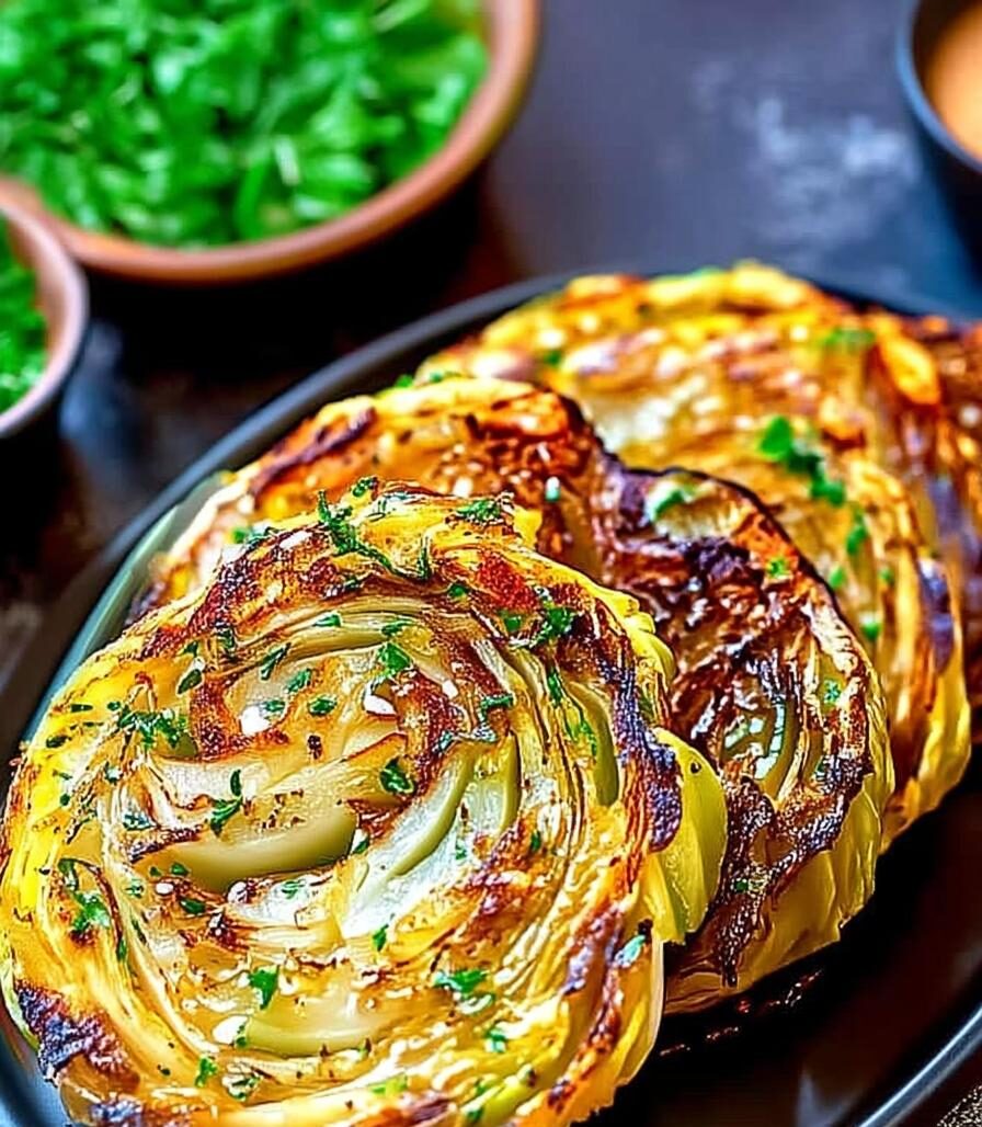 Oven Roasted Garlic Cabbage Steaks