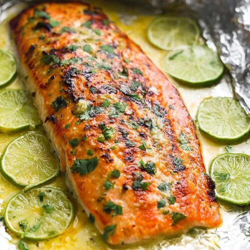 Baked Honey Cilantro Lime Salmon in Foil